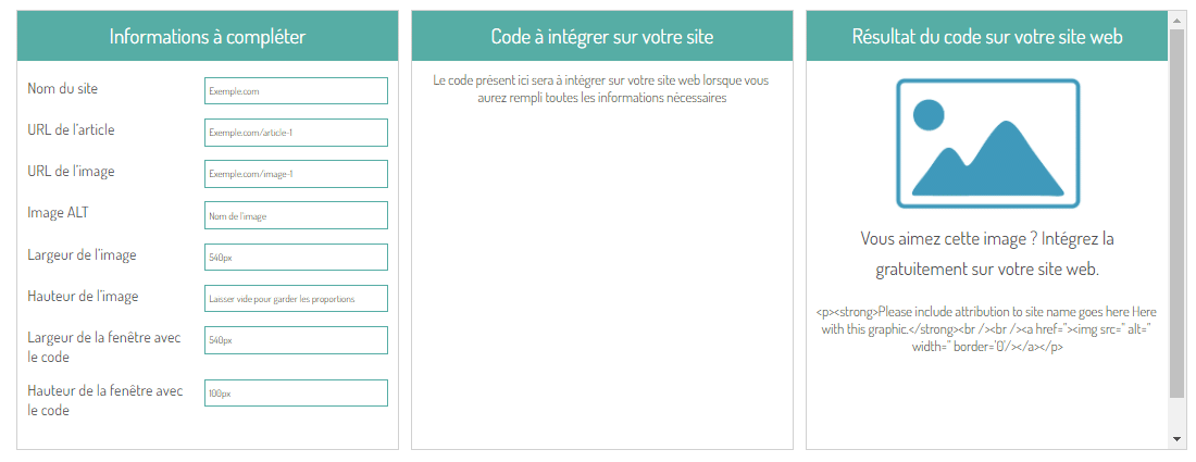 Formulaire generation liens d ntegration