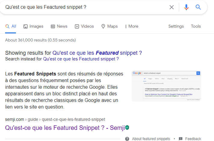 Qu est ce que les feactured snippet