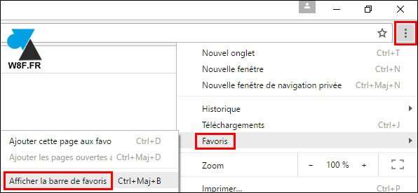 Afficher la barre de favoris dans Google Chrome