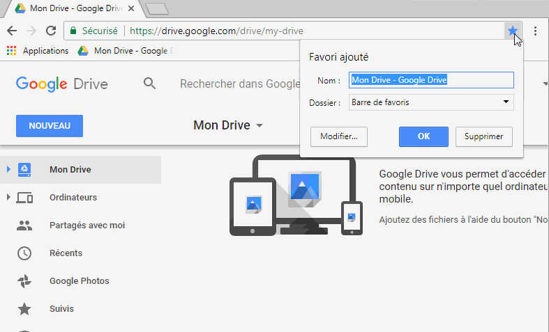 Creer des favoris dans Chrome