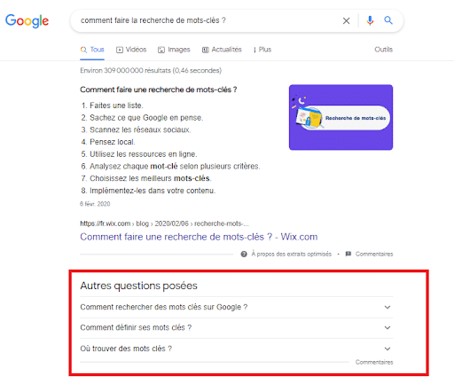 Autres questions posees Google