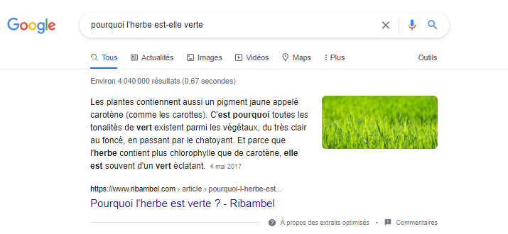 Rechercche google pourquoi l herbe est elle verte