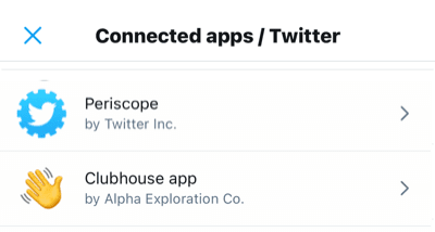 Connected apps Twitter