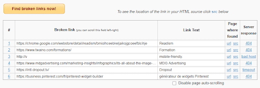 Les ruptures de lien dans votre site web