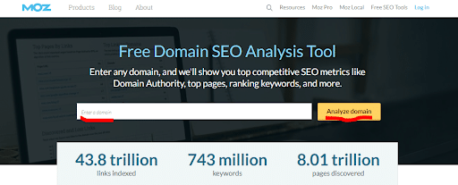 MOZ Analyse de domaine