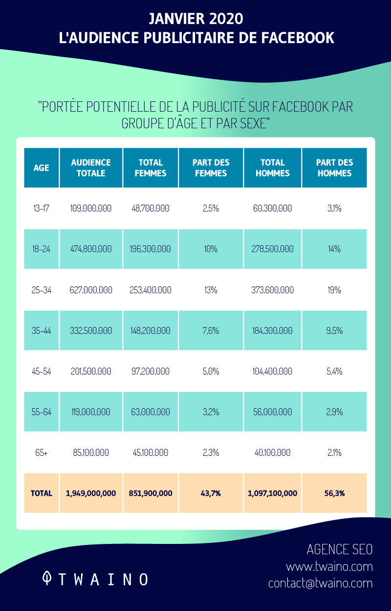 Janvier 2020 L audience publicitaire de facebook