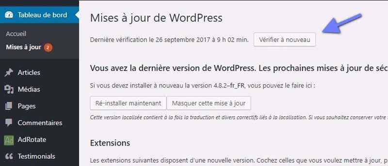 Mises a jour de WordPress