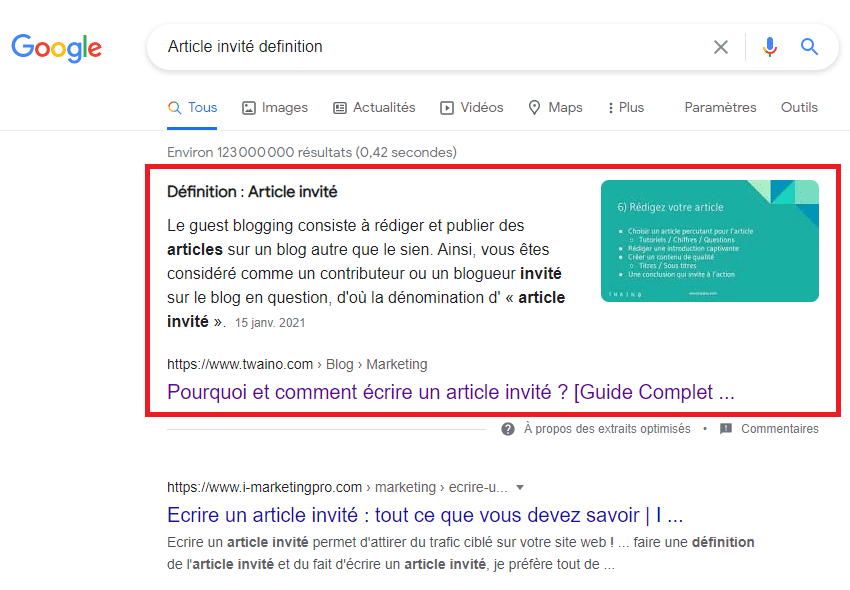 Article invite definition