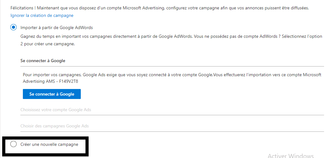 Importer depuis Google AdWords