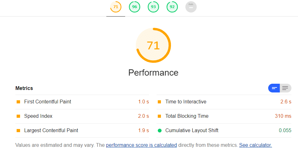 Performance du site