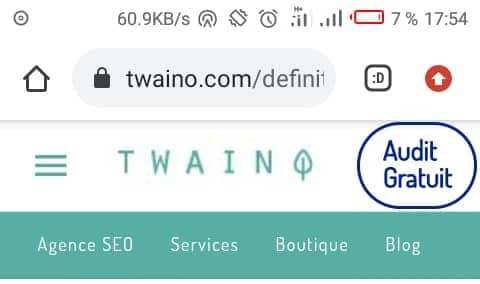 Menu twaino affichage mobile