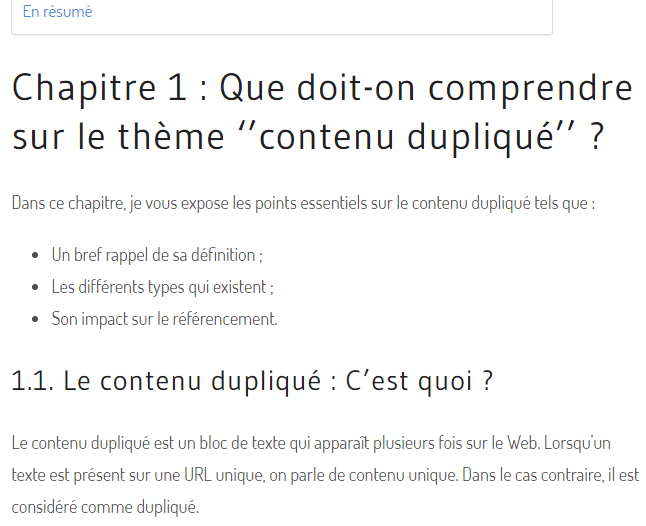 Que doit on comprendre sur le theme contenu duplique