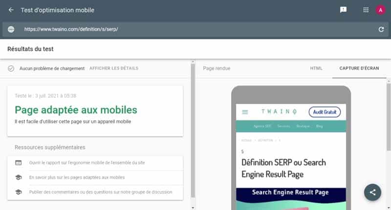 Page adapte aux mobiles