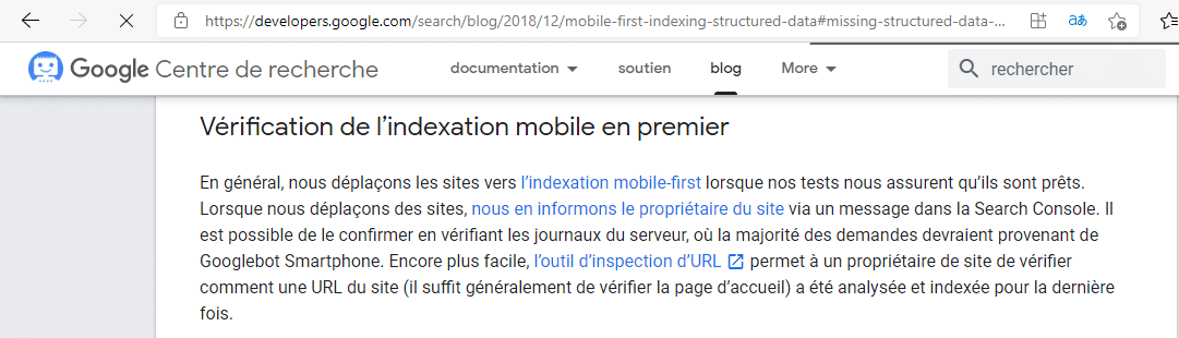 verification de l indexation mobile en premier