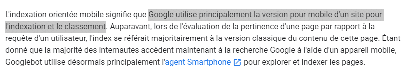 Google utilise principalement la version pour mobile d un site