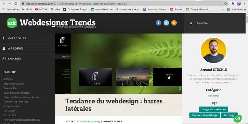 Barre laterale site web