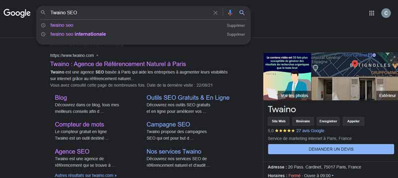 Recherche Twaino seo