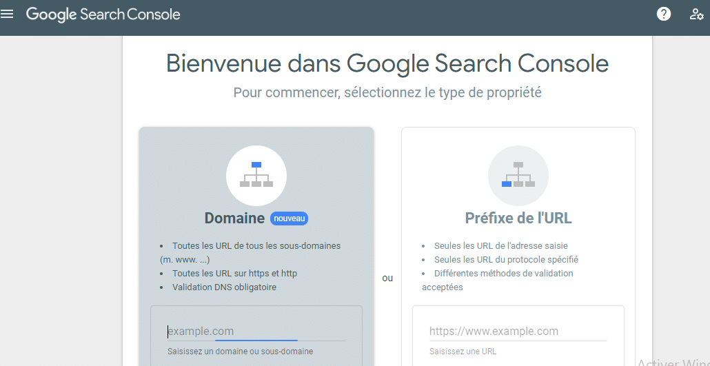 Plateforme Google Search Console