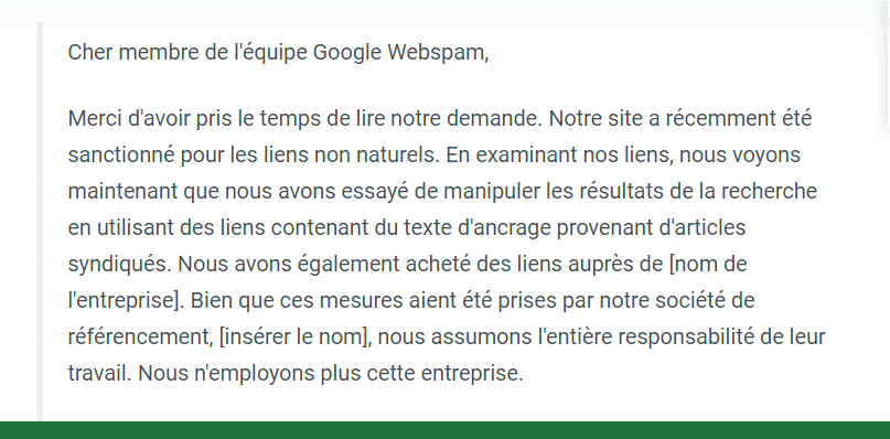 Exemple de lettre adresse a l equipe qui lit votre demande de reexamen