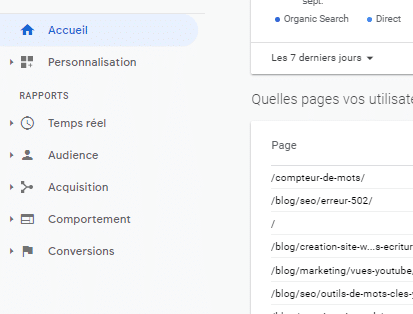 Types de rapports de GA