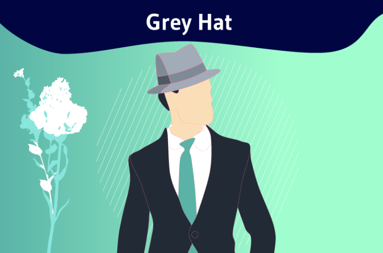 Homme en costume noir portant chapeau gris sur fond turquoise