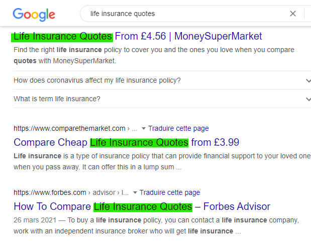 Recherche life insurance quotes