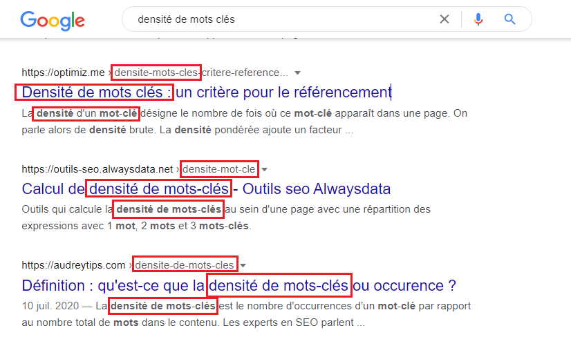 Recherche densite de mots cles