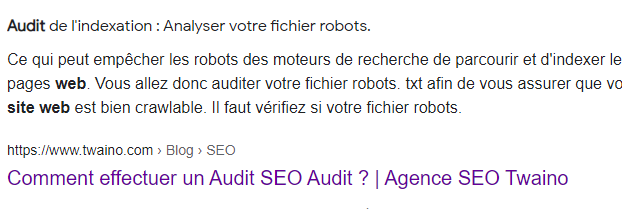 Audit de l indexation