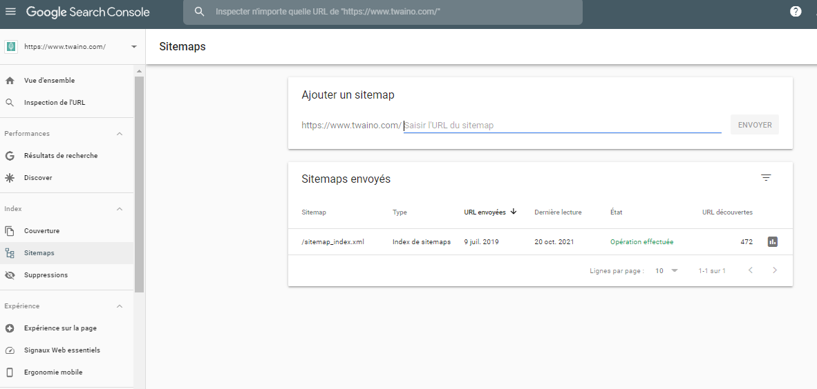 GSC Ajouter un Sitemap