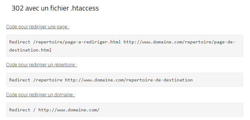 302 avec un fichier htaccess