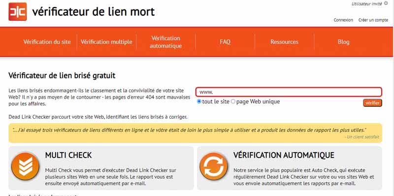 Verificateur de lien mort