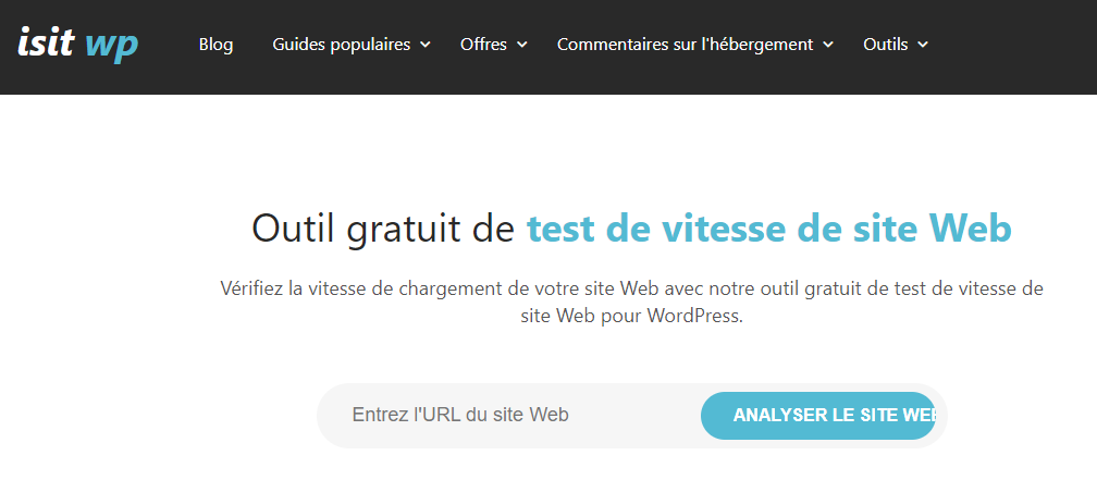 isit wp test de vitesse de site web