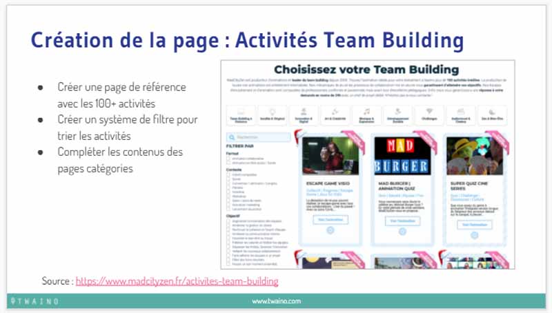  Creation de la page Activites Team Building