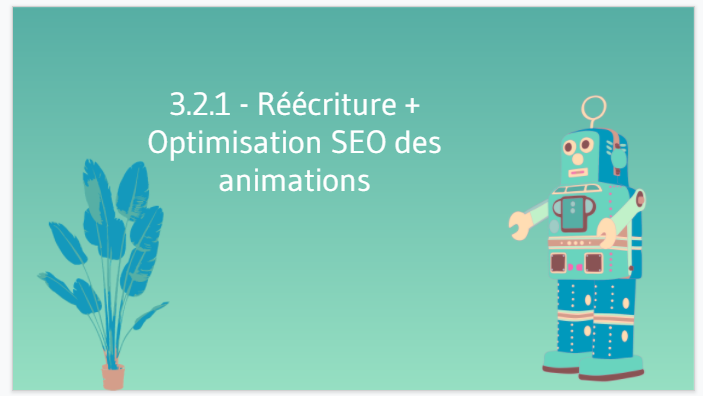 Reecriture et Optimisation SEO des animations