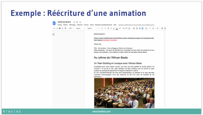 Exemple Reecriture d une animation