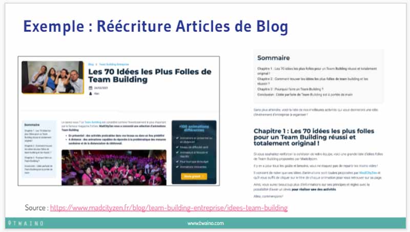 Exemple Reecriture articles de Blog