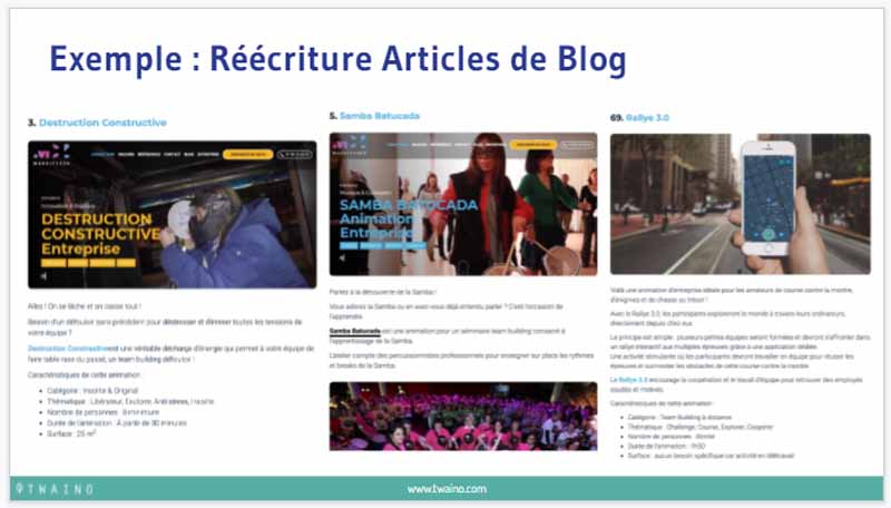 Exemple Reecriture articles de Blog