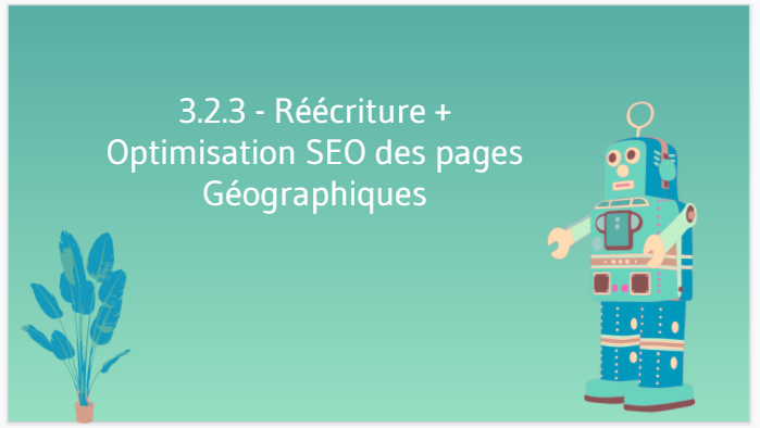 Reecriture et optimisation SEO des pages geographiques