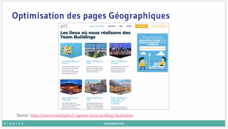 Optimisation des pages geographiques