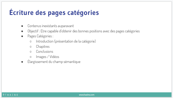  Ecriture des pages categories