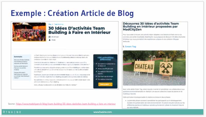 Exemple Creation Article de Blog