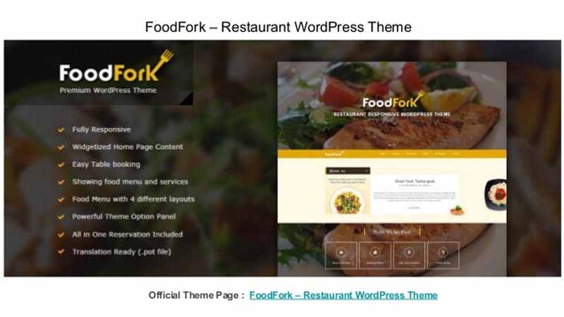 FoodFork Restaurant WordPress Theme