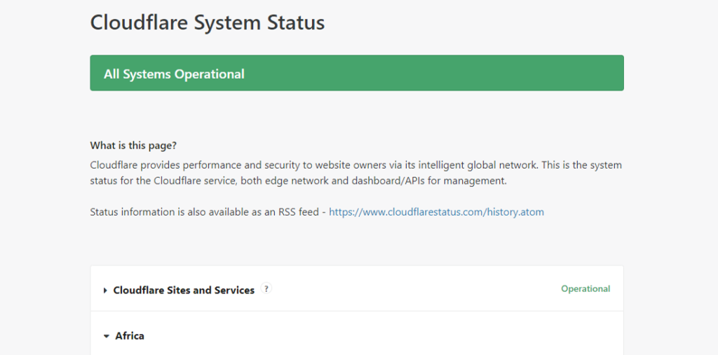 Cloudfare System Status