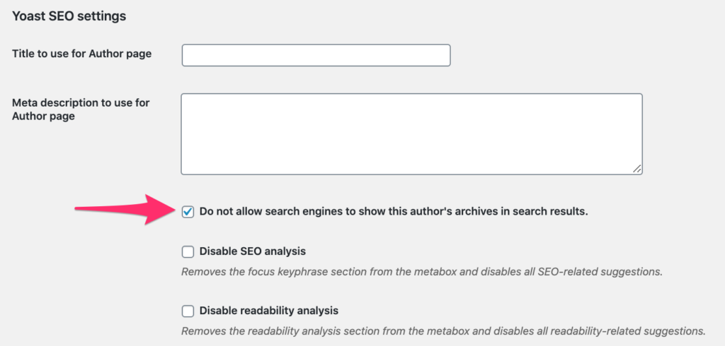 Yoast SEO settings