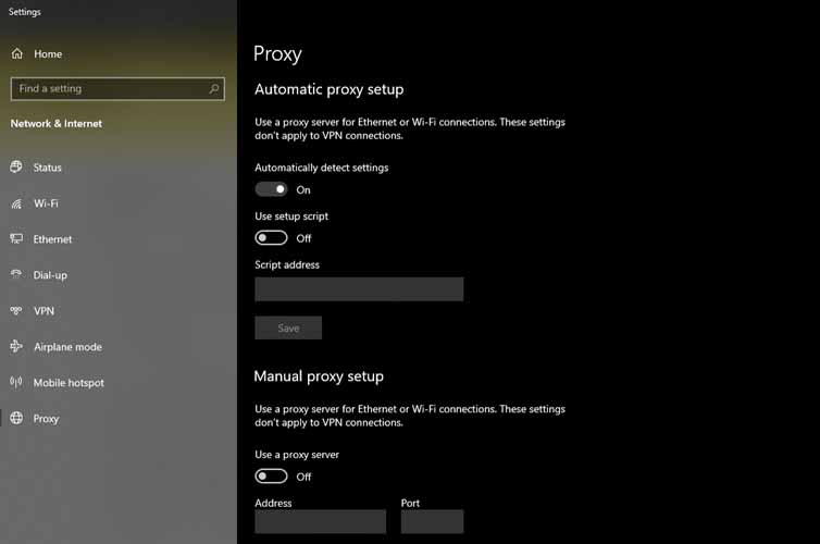 Automatic proxy setup