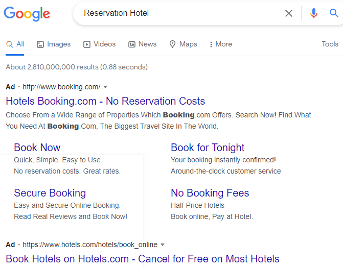 Recherche reservation hotel