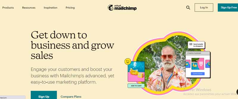 Site web Mailchimp apres refonte