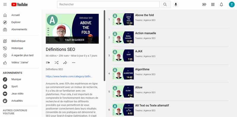 Chaine YouTube.