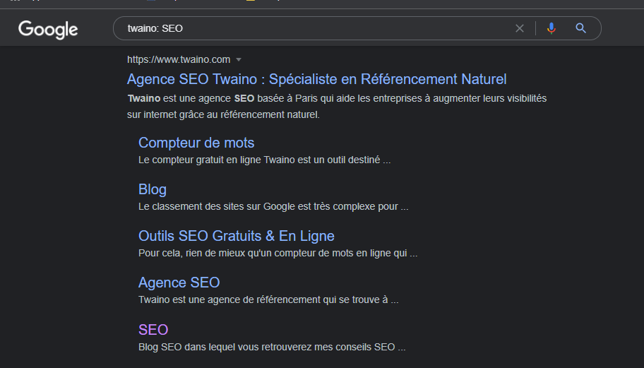 Recherche Twaiino SEO