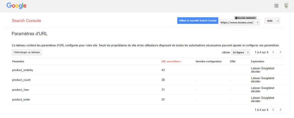 Outil search console